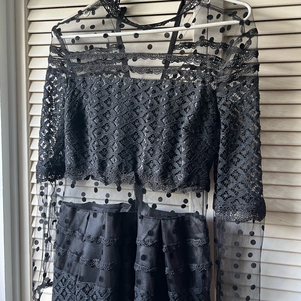 Elegant Black Lace Long Sleeve Dress